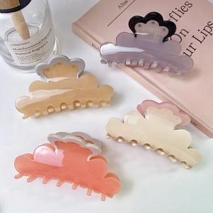 Pinza per Capelli in Acetato a Forma di Nuvola Moda Floreale Strass Colore a Contrasto Accessorio per Capelli Donna