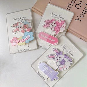 Niedliche Haarspangen im Sanrio-Stil mit Hasenmotiv aus bunter Acryl für Mädchen