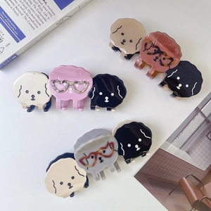 Pinces à cheveux mignonnes en acétate motif chiot en plusieurs coloris pour femme