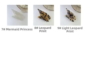 Medium acetate butterfly hair claw clips in pearlescent, dark and light leopard patterns