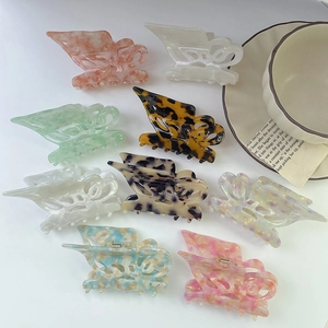 French High Quality Acetate Butterfly Hair Claw Clip For Women Elegant Marble Leopard Print Shark Hair Clip Hair Accessories