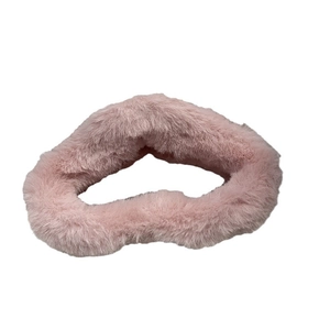 Large pink plush cloud hair claw clip for women's thick hair in soft faux fur material
