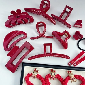 Set di Pinze per Capelli in Resina Rossa Fatte a Mano per Donne Ragazze Carino Fiore Stella Cuore Strass Clip per Capelli