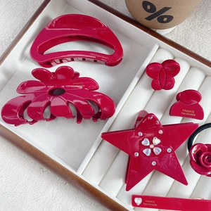 Set di mollette per capelli rosse minimaliste con stelle e fiori per acconciature