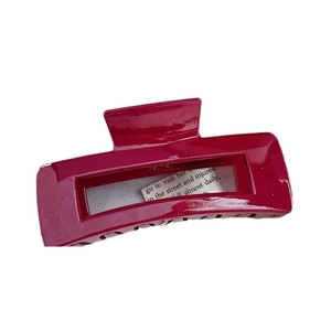 Pinza per capelli rettangolare rosso cremisi minimalista in plastica liscia lucida