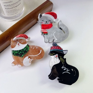 Noël Dessin Animé Chat Pince à Cheveux Acétate Renne Chat Pince Requin Festif Fait à la Main Accessoires de Cheveux pour Femmes
