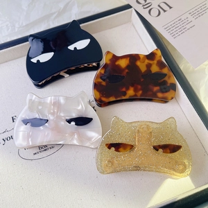 Süße Katzenform Acetat Haarkralle Für Damen Mode Französischer INS Stil Leopard Weiß Schwarz Gelb Haarschmuck Kopfschmuck