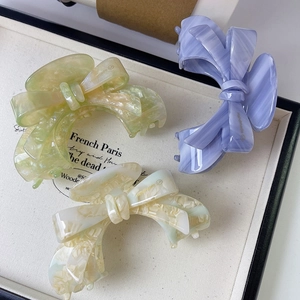 Barrettes à cheveux élégantes style français avec nœuds en acétate effet marbre