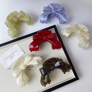 Pince à Cheveux Nœud en Acétate Style Français Élégant Motif Marbre Pince Crabe Pour Femmes Filles Accessoires Cheveux