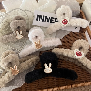 Pinza per Capelli in Peluche Donna Pelliccia Sintetica Squalo Clip Carino Cartone Coniglio Cuore Elegante Accessori Capelli