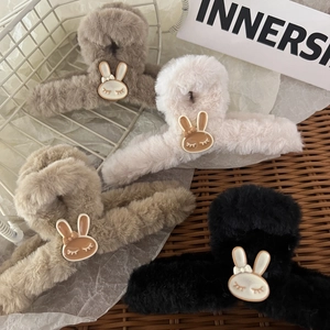 Pinze per capelli in peluche a forma di coniglio in vari colori per acconciature