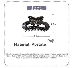 Acetate butterfly hair claw clip with faux tortoiseshell pattern, size 9.6cm x 4.5cm