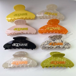 Lot de 8 pinces à cheveux en acétate coloré avec lettrage JE T'AIME et effet marbré