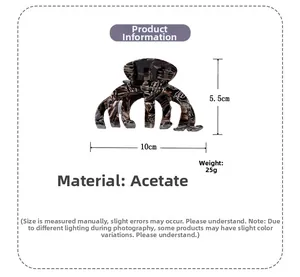 Spécifications détaillées de la pince à cheveux en acétate: 10cm de long et 5,5cm de haut