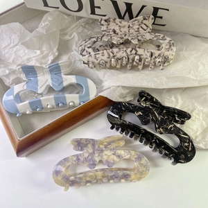 Elegant Acetate Bow Hair Claw Clip For Women Hollow Out Butterfly Hairpin Marbled Striped Shark Clip Hair Accessories For Daily