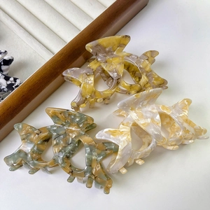 Elegant marble texture acetate hair claws in various colors for women styling