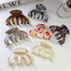 Pince à Cheveux en Acétate Large de Style Français pour Femmes Élégante Motif Marbre Écaille Barrette Requin Accessoires