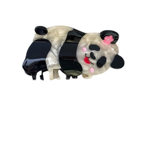 Cute panda hair claw clip made of premium black and white acetate for women styling