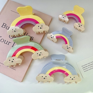 Süße Regenbogen-Haarklammer aus Acetat für Damen, große und kleine Haarschmuck-Accessoires im Set