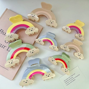 Süße Regenbogen Wolke Acetat Haarklammer Für Damen Mädchen Mehrfarbig Glückliche Hai Clip Mode Handgefertigte Haarschmuck