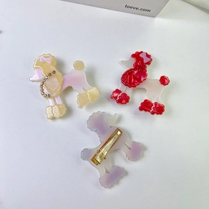 Pinzas para el pelo de caniche de acetato con diamantes en beige, rojo y púrpura