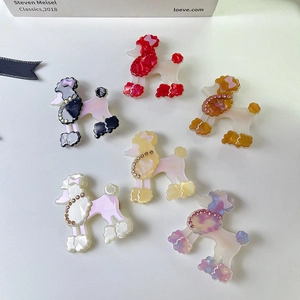 Pinza de Pelo de Acetato con Forma de Caniche con Diamantes de Imitación Lindo Perro Clip de Pico de Pato para Mujer Joyería
