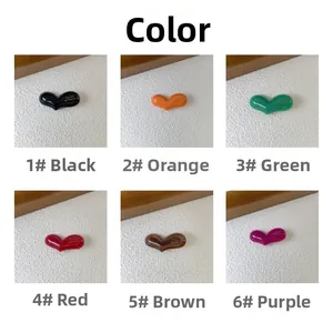 Detailed six-color assortment of 4mm heart-shaped acetic acid hair clips in minimalist style