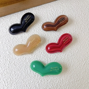 French style 4mm thick acetate heart hair clips in five colors with glossy finish