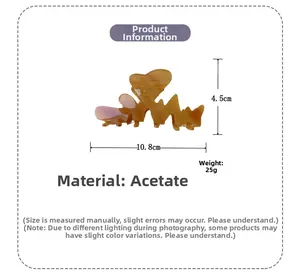 Specifiche dettagliate delle dimensioni per molletta a cuore in acetato larghezza 10,8 cm