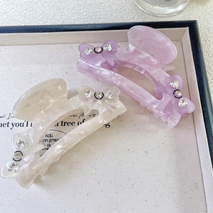 Lot de pinces à cheveux en acétate avec nœuds en strass en violet et blanc laiteux