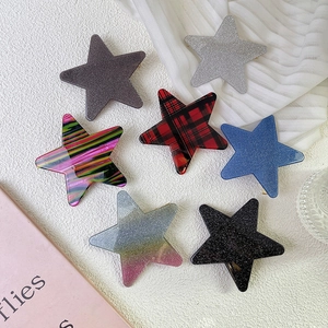 Pinza para el Cabello en Forma de Estrella Moda Dulce Fresca Brillo Fino Patrón de Cuadros Clip de Pico de Pato para Mujeres Niñas Accesorios para el Cabello