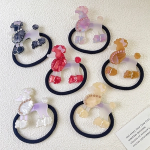Linda Goma de Pelo de Acetato de Caniche para Mujer Alta Elasticidad Diamantes de Imitación Soporte para Coleta Moda Dibujos Animados Joyería de Cuerda de Pelo