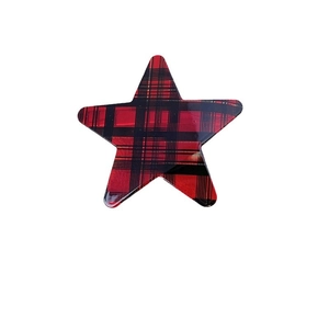 Pinza para el pelo de estrella con patrón de cuadros rojos y negros y acabado de resina
