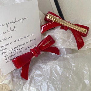 High Quality Acetate Bow Hair Clip Handmade Elegant Red Duckbill Clip Sweet Side Clip Fashion Hair Jewelry For Women