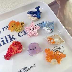 Set de pinces à cheveux animaux marins en acétate avec baleine et étoile de mer