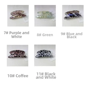 Variety of acetate hair claws in marble and tortoiseshell patterns in five color styles