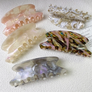 French style acetate claw clips with marble texture in 5 colors on white background