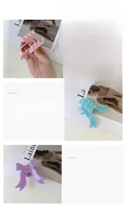 Détails des pinces à cheveux avec ruban en couleurs pastel rose, bleu et violet