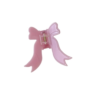 Pince à cheveux rose translucide en forme de nœud papillon élégant pour femmes