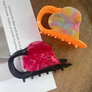 Premium Hartvorm Haarklem Acetaat Marmer Textuur Haai Clip Luxe Mode Haaraccessoires Voor Vrouwen Dagelijks Haar Styling