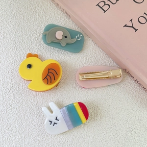 Cute cartoon animal hair clips set featuring rabbit and duck patterns for girls
