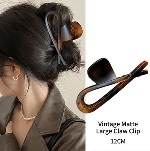 Large Hair Claw Clip For Women Minimalist Matte Glossy Tortoise Shell Amber PC Hair Styling Tool Daily Hair Accessories