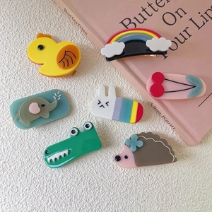 Cute Cartoon Animal Acetate Hair Clips For Women Girls Japanese Style Duck Hedgehog Rainbow Rabbit Duckbill Hair Pins