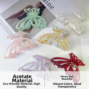 Group of colorful hollow butterfly hair claws in acetate finish for elegant styling