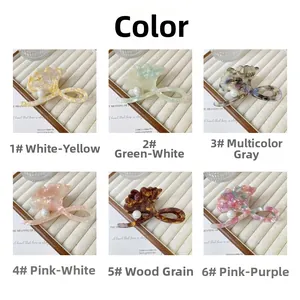 Détails de pinces à cheveux élégantes en forme de ginkgo en six couleurs avec perles