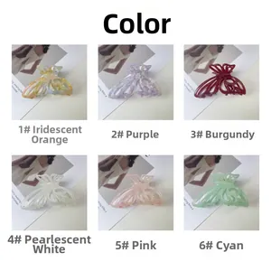 Hollow butterfly hair claw clips in six varied colors including pearl white and pink