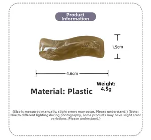 Detailed size view of wavy candy colored hair clip with marble texture measuring 4.6cm by 1.5cm