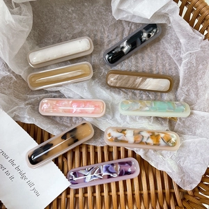 Vintage Acetate Marble Pattern Hair Clips Rectangle Duckbill Clip Elegant Minimalism Hairpin For Women Daily Hair Accessories