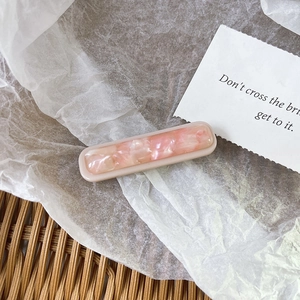 Elegant marble pink acetate hair clip for bangs, minimalist rectangular fashion hair accessory