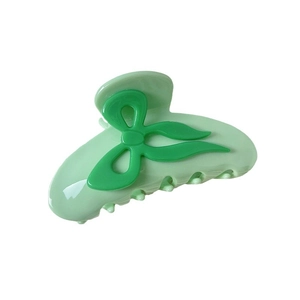 Pince à cheveux vert clair Morandi en acétate avec motif de nœud 3D de style Y2K